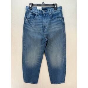 LEVI'S WOMEN'S 28 MADE & CRAFTED LMC BARREL CROPPED PREMIUM DENIM BROOK BLUE